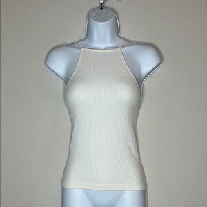 Elegant Cream Ribbed Tank Top